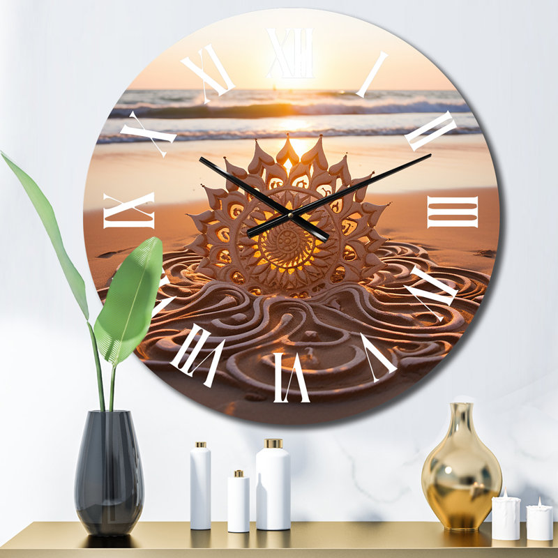 Horloge murale Majestic Mandala On The Beach II, Moyenne
