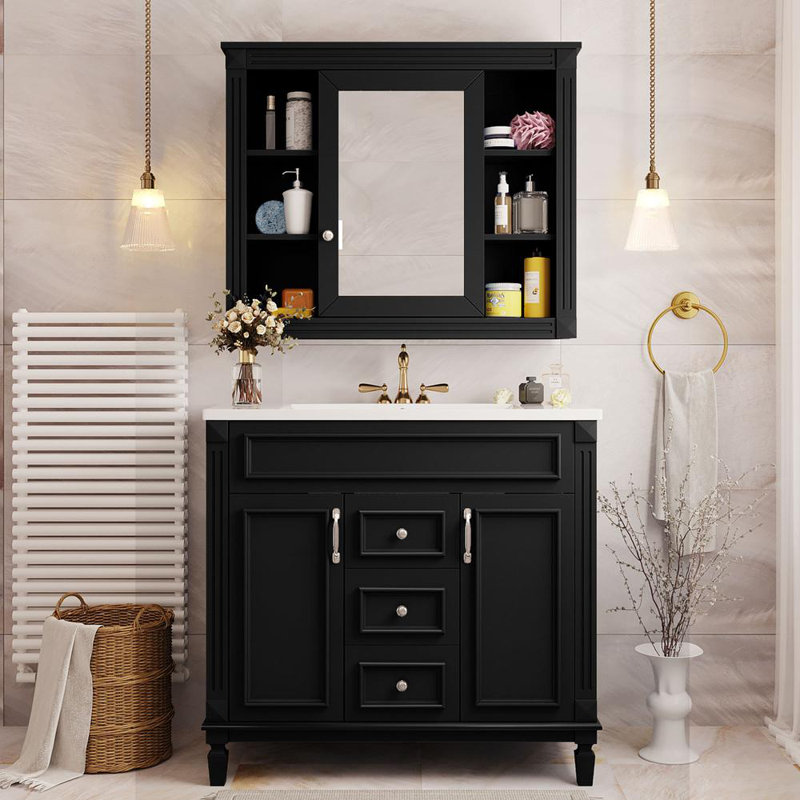 Elegant Bathroom Storage, Black