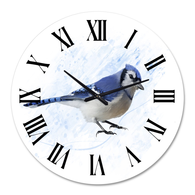 Geai bleu rétro - horloge murale traditionnelle, Surdimensionné