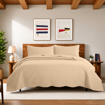 Moonlight's California King Embossed Microfiber Coverlet Set – Lightweight Oversized Beddings, 3-Piece With Matching Shams