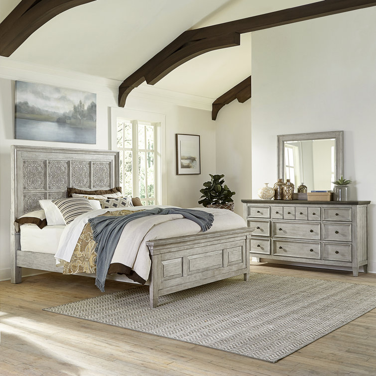 Haylee Panel Bed, Dresser & Mirror