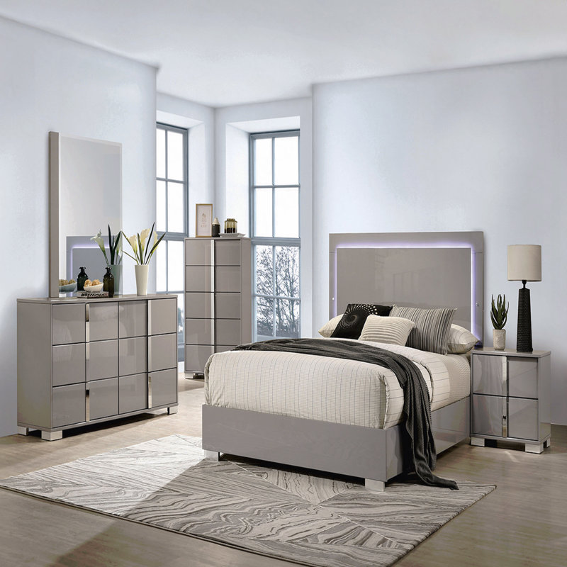 Pieds chromés style contemporain 1pc, Taupe