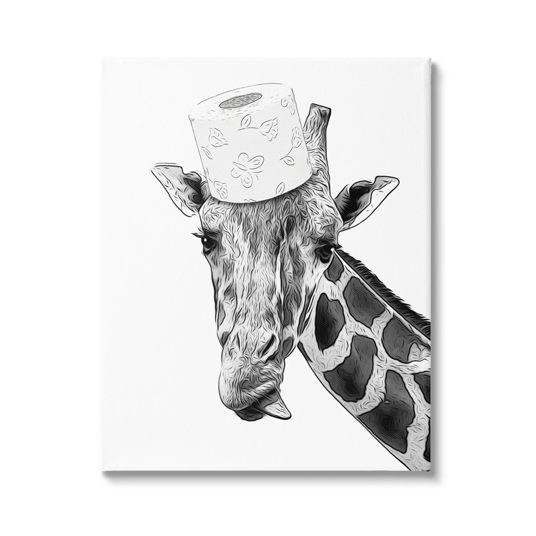 Aw-319-Canvas " Giraffe And Toilet Paper Bathroom " by Annalisa Latella Stupell Industries 