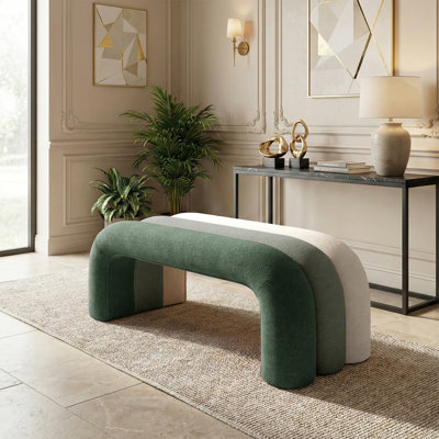 47" Boucle Upholstered Waterfall Bench 