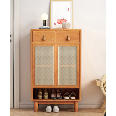 Armoire à chaussures en osier de style japonais et en bois massif