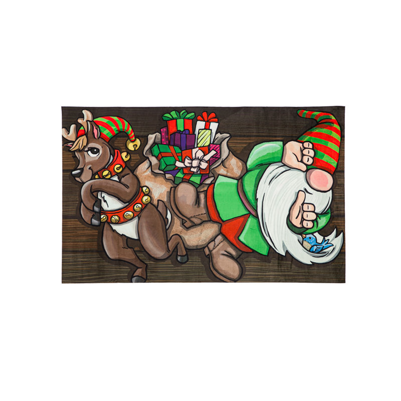 Tapis d'extérieur antidérapant Dinese Reindeer and Elf