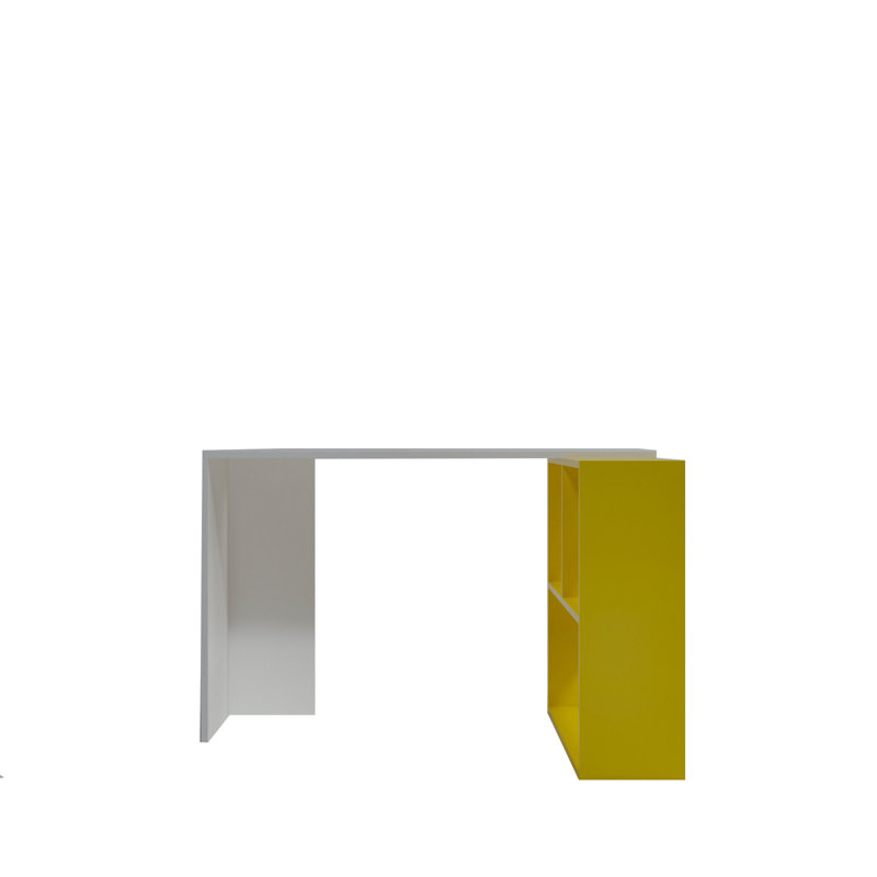 Hailley L-Shaped Writing Desk, White/Yellow