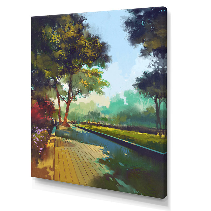 Alley in Colorful Spring Park - peinture sur toile, H 40 po x l 30 po x P 1,5 po, Toile tendue