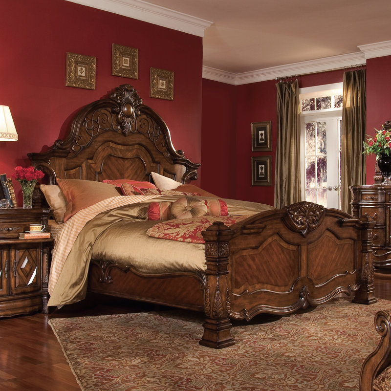 King Brown Upholstered Wood Frame Panel Bed with Storage
