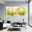 Tableau aquarelle floral d'hortensias jaunes sur toile tendue (lot de 3)-815498562