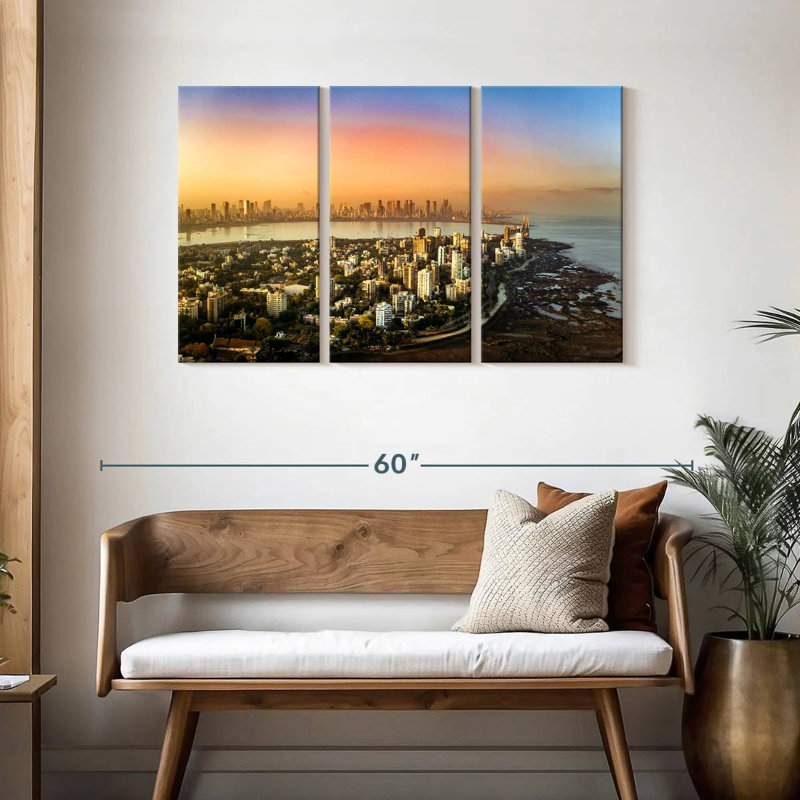 Sebbie Mumbai City Skyline Aerial, 28" H x 45" W