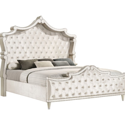 Justine Ivory Upholstered Tufted Panel Bed
