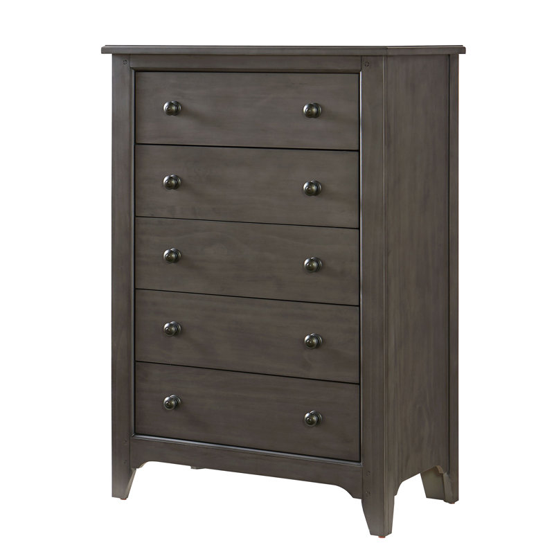 Commode 5 tiroirs Mabank, Gris crépuscule