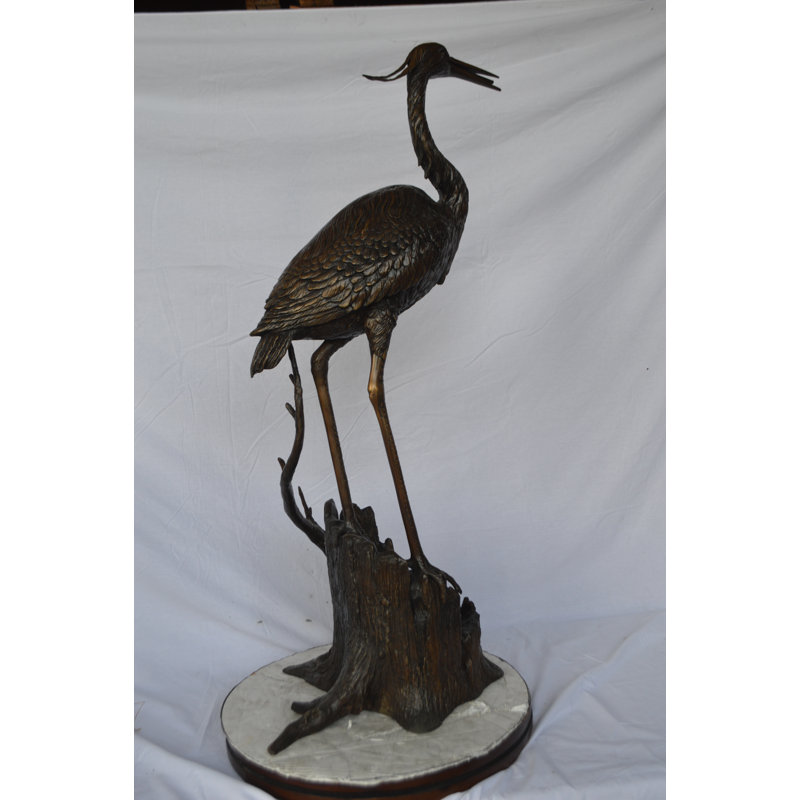 Copper and Metal Great Heron Perched Fountain
