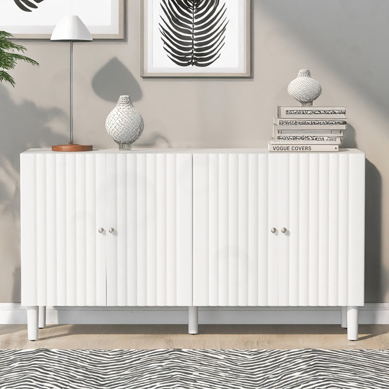 Storage Sideboard with 4 Door, White