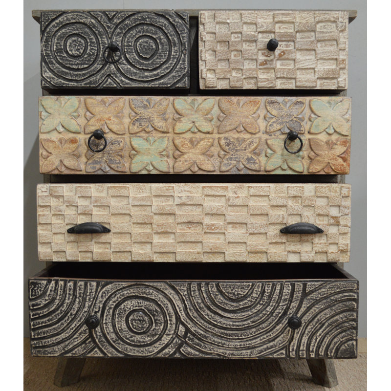 Corda Solid Wood 75cm W 5 - Drawer Chest of Drawers