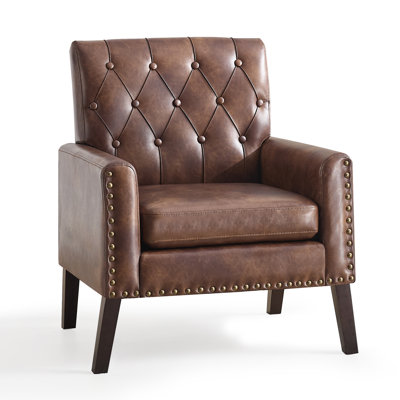 Retro Faux Leather Club Chair - Mid Century Modern Style For Office & Living Room