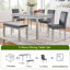 Ensemble de table de salle à manger 6 pièces en bois avec chaises rembourrées et banc, idéal pour les dîners de famille et les rassemblements formels, avec décoration en cristal-646121298-646121299-653853039