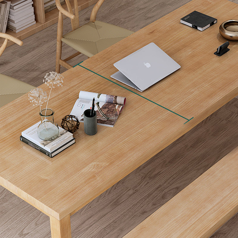 Bureau rectangulaire en bois massif Burlywood, H 29,53 po x l 70,87 po x P 31,5 po