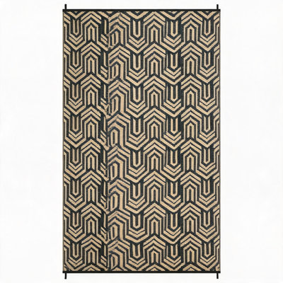 Tapis d'extérieur réversible pour terrasse, patio, terrasse, balcon, véranda, VR, en paille de plastique tissée imperméable, résistant aux UV, facile à nettoyer et léger - Couleur : café, 2,74 m x 5,49 m
