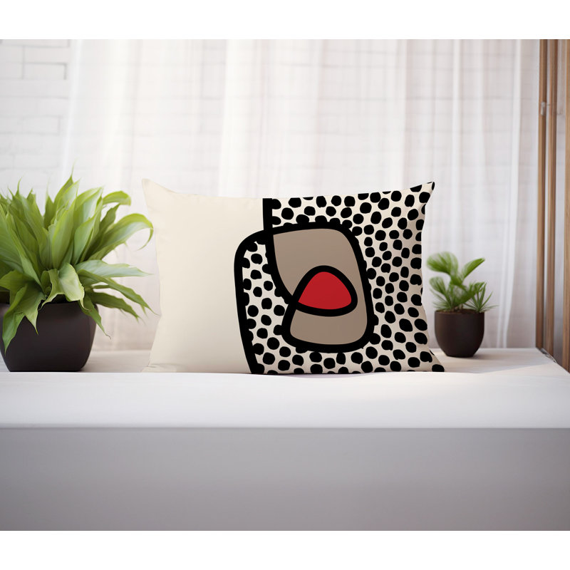 Coussin lombaire réversible intérieur / extérieur Jai Abstract, H 18 po x l 25 po, Rouge