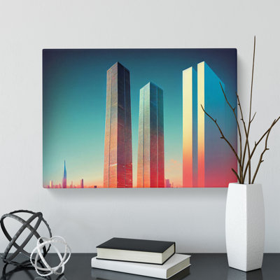 Charming Skyscraper Skyline - Wrapped Canvas