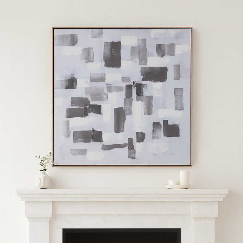 Abstract Canvas Wall Art With Handpainted Patches Pattern - Modern Wall Art Display For Wall Decor And Home Decor Accent - 40", Brown & Ivory