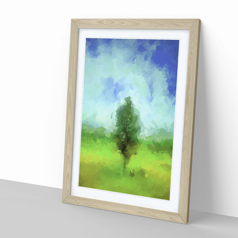 Isolated Tree in Abstract - Framed Print, 48cm H x 36cm W x 2cm D, Oak Framed