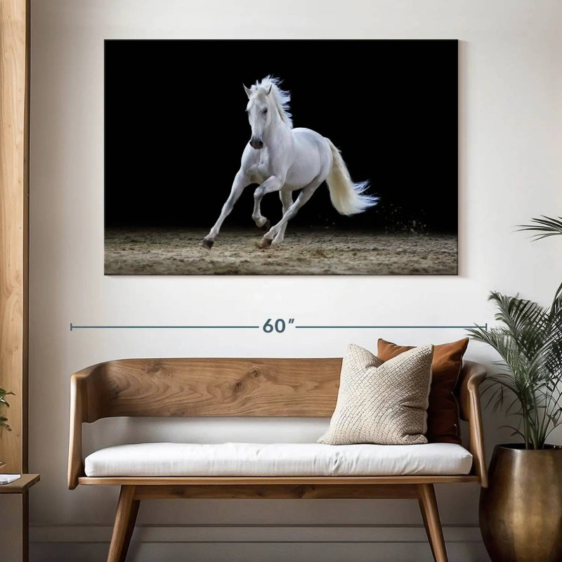 Brampt Galloping White Stallion, 34" H x 51" W