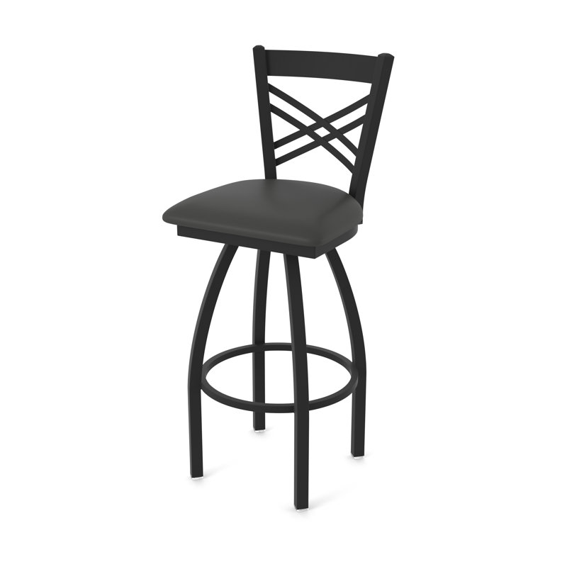 820 Catalina Swivel Stool, Black Wrinkle, Vinyl-Canter Iron, Extra Tall (36" Seat Height)