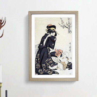 Playing with Youngster by Kitagawa Utamaro - Picture Frame Painting Print