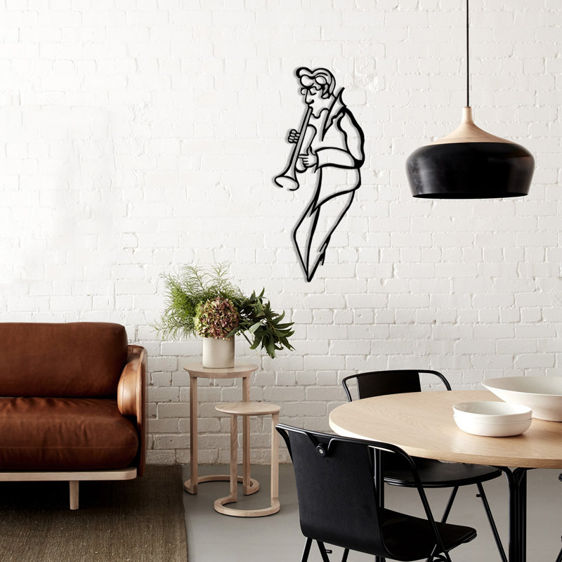 Elegant Decorative Metal Wall Accessory, Black, 11.8 x 27.6 inches | 100% Metal, Thickness: 0.08 inches | Perfect for Home Decor, Unique Design with Wall-Mounting Feature, Adds Style to Any Room