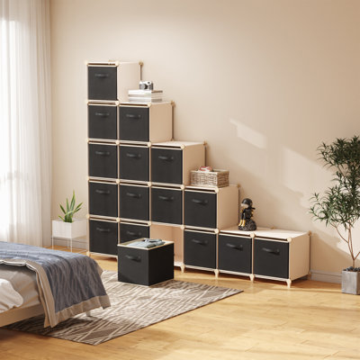 16 cubes de rangement, bacs de rangement de 11 pouces, paniers de rangement en tissu décoratifs pliables pour organiser les organisateurs de maison avec poignées pour tablettes, placard