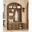 Portemanteau avec banc et vestibule pour hall d'entrée avec rangement pour chaussures | Banc de vestibule 5-en-1 avec 7 crochets et 4 portes, tablette rustique avec dessus arqué pour le couloir