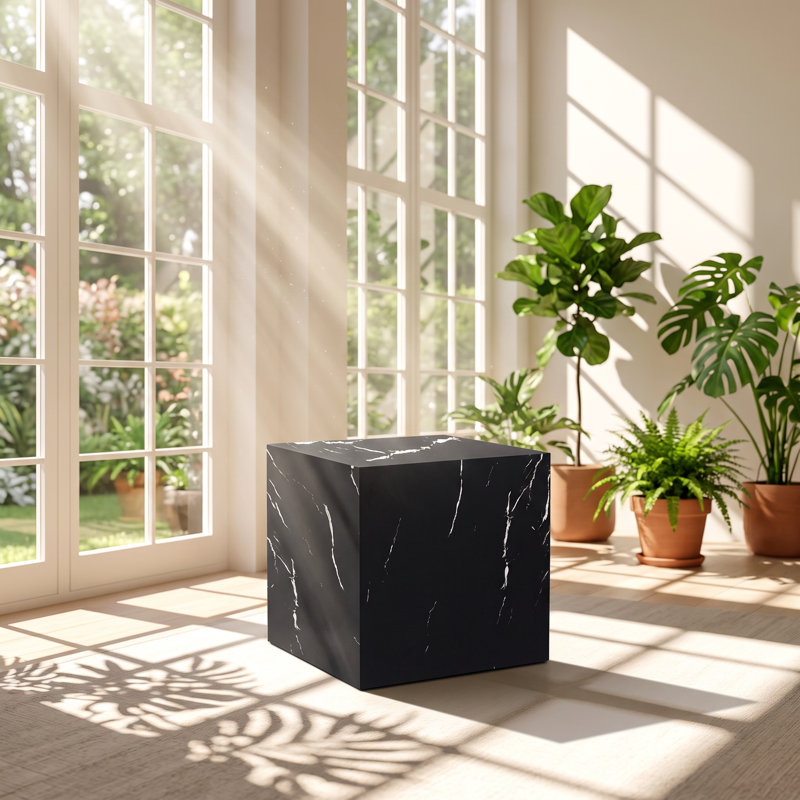 Table d'appoint cubique en MDF imitation marbre Droom, 40 cm L x 40 cm P x 40 cm H