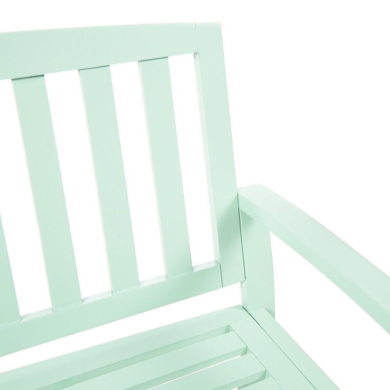 Banc charmant en bois couleur menthe pour l'intérieur et l'extérieur, ajoutant une touche d'élégance à votre espace.