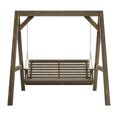 Amish Casual Roll Back Swing with A-Frame Stand - Freestanding Wood Porch Swing for Patio, Yard or Garden