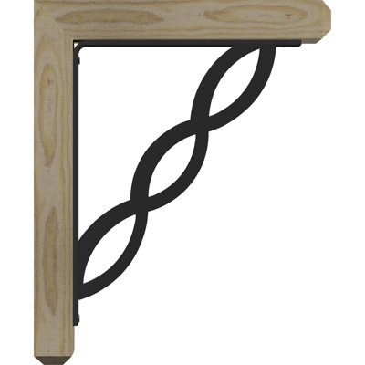 3 1/2"W x 9 1/2"D x 12"H Loera Craftsman Ironcrest Smooth Bracket, Douglas Fir (2"W x 5 1/2"D x 8"H Iron Bracket)