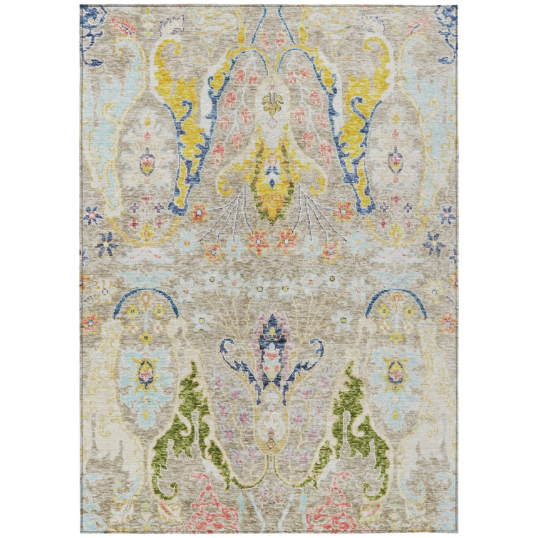 Machine Washable Indoor/Outdoor Xhevrie Beige Rug