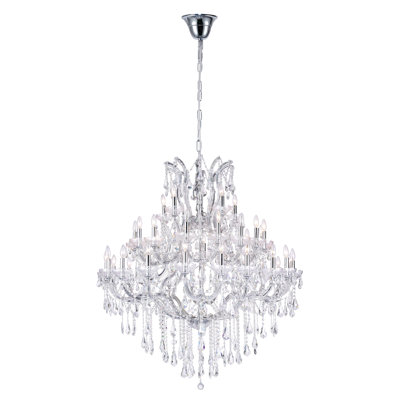 Lustre de 41 po pour la salle à manger, la salle de bal, le vestibule et la finition chromée avec cristal de 50 po Orr
