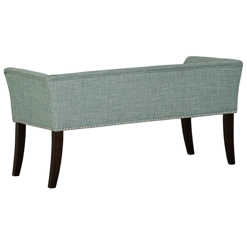 Upholstered Bench, Shoe Bench For Living Room, Black, Teal