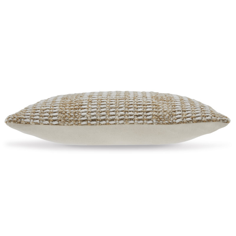 Hathby Beige and Ivory Handwoven Lumbar Pillow