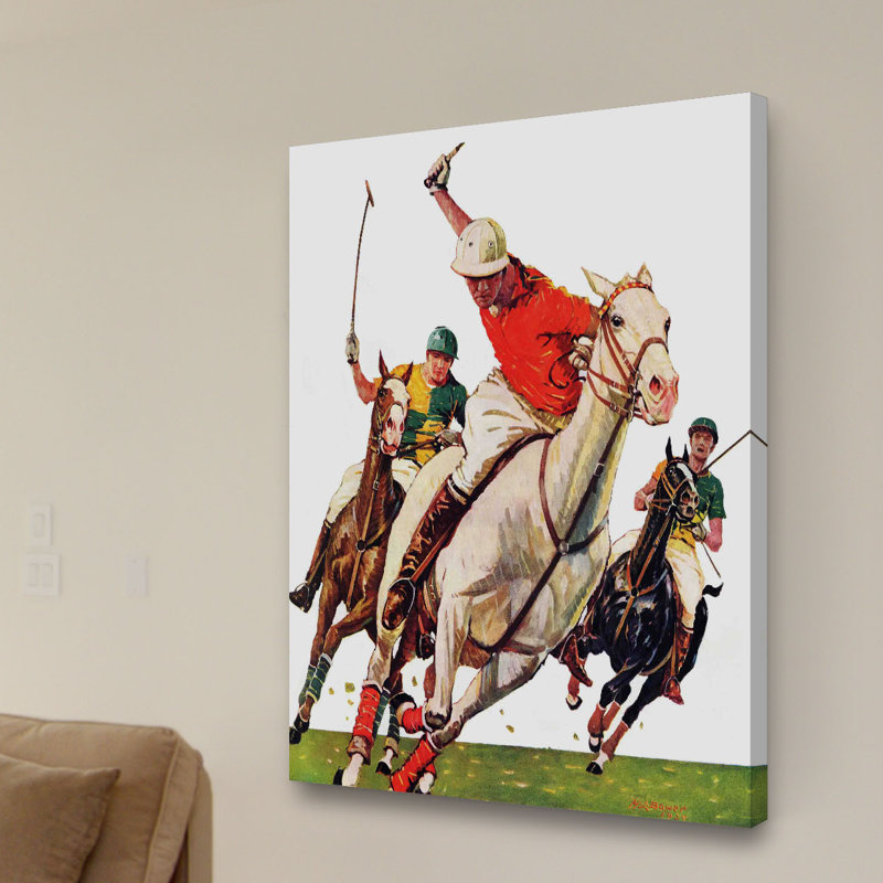 "Polo Match" par Maurice Bower, reproduction sur toile tendue, H 36 po x l 30 po x P 1,5 po