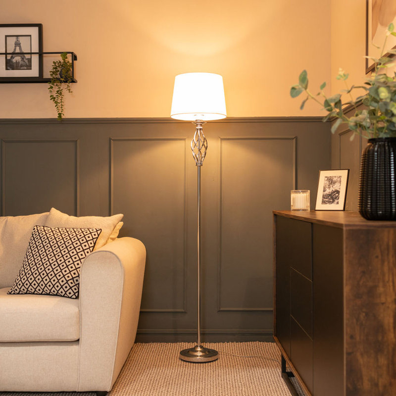 Anceline 151.5cm Traditional Floor Lamp, Chrome
