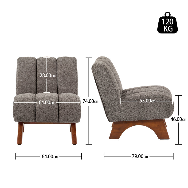 Brinlei 64cm Wide Tufted Lounge Chair, Flax Grey