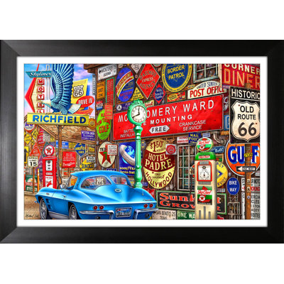 Le long de la route 66, reproduction de Michael Fishel encadrée