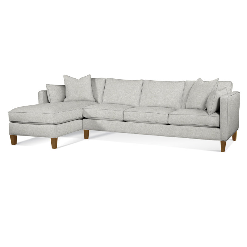Lenox Chaise Sectional, Light Blue Performance Fabric; 0851-55, Left Hand Facing, Havana