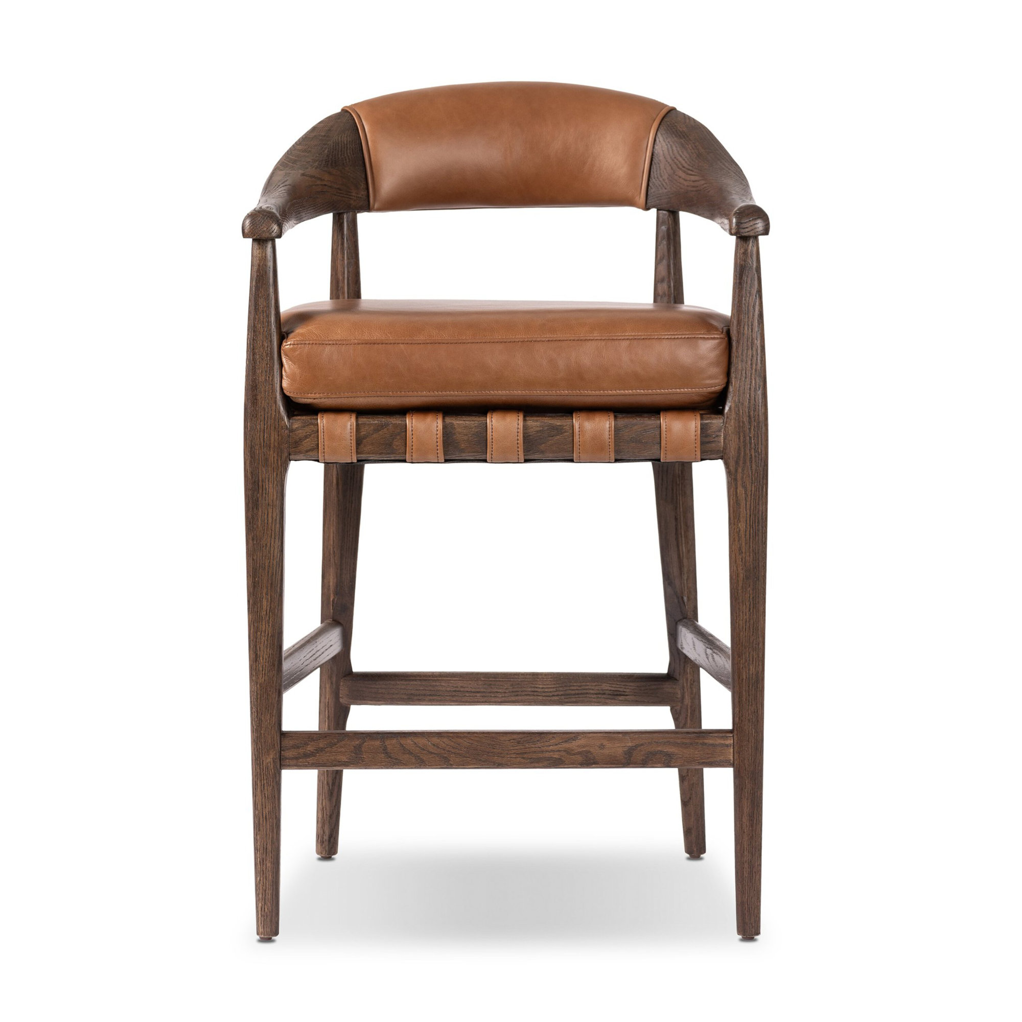 Clendon Stool-Broadway Olive-Counter, Sonoma Chestnut Top Grain Leather