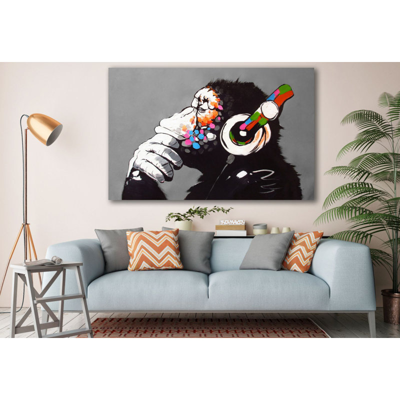 Cool monkey - Impression sur toile tendue, H 30 po x l 45 po x P 1 po