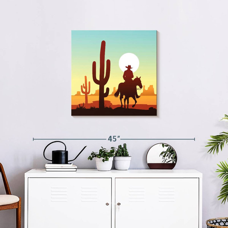 Lelar Cactus Desert Cowboy, 24" H x 24" W